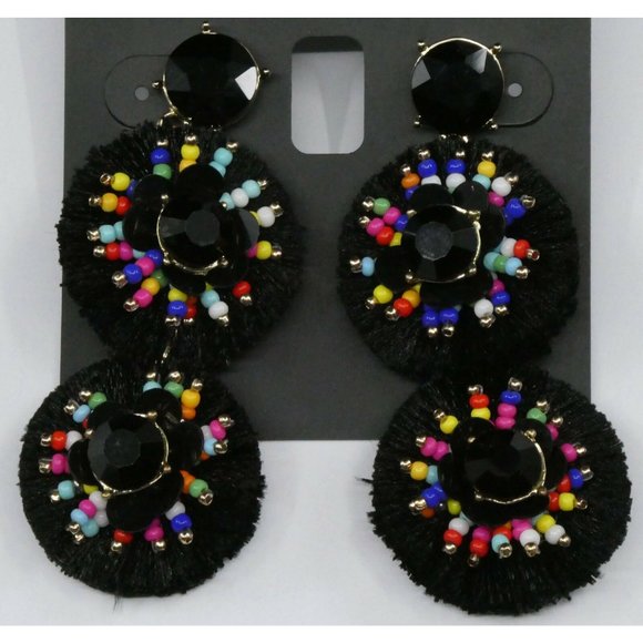 New Inc Gold-Tone Crystal & Multicolor Bead Fringe - Picture 2 of 4